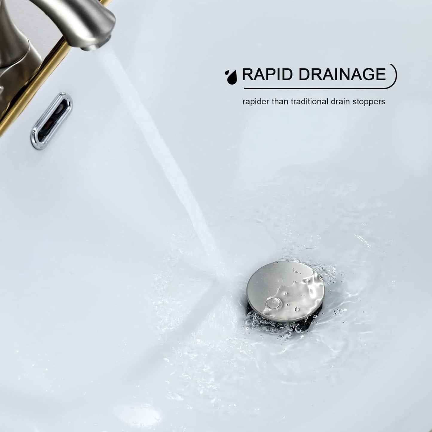 Bathroom Sink Drain, Pop Up Drain Stopper with Overflow, Lavatory Vanity Vessel Sink Drain Assembly, Brushed Nickel