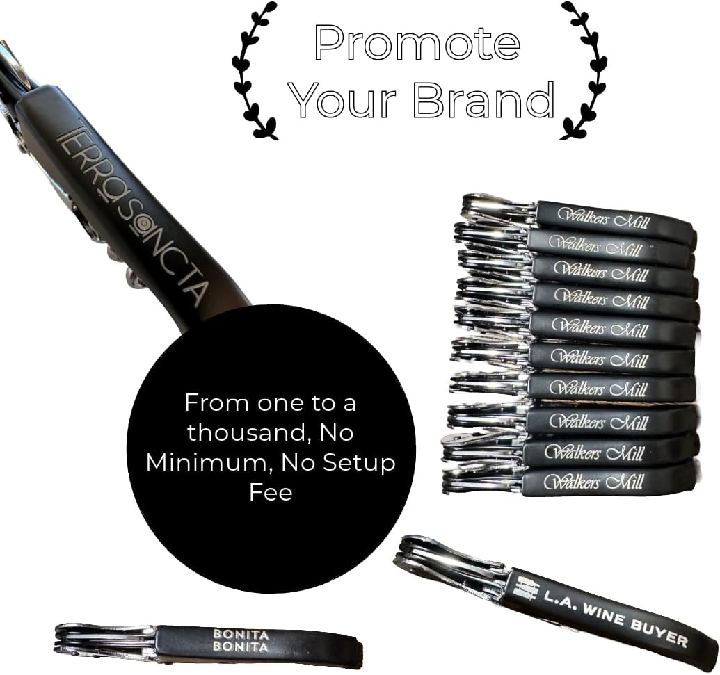 The Wine Chic Custom Wine Key - Engraved Wine Opener with Logo - Perfect Wedding Favors and Wine Bottle Opener Gift for Business Promotions and Party Gifts