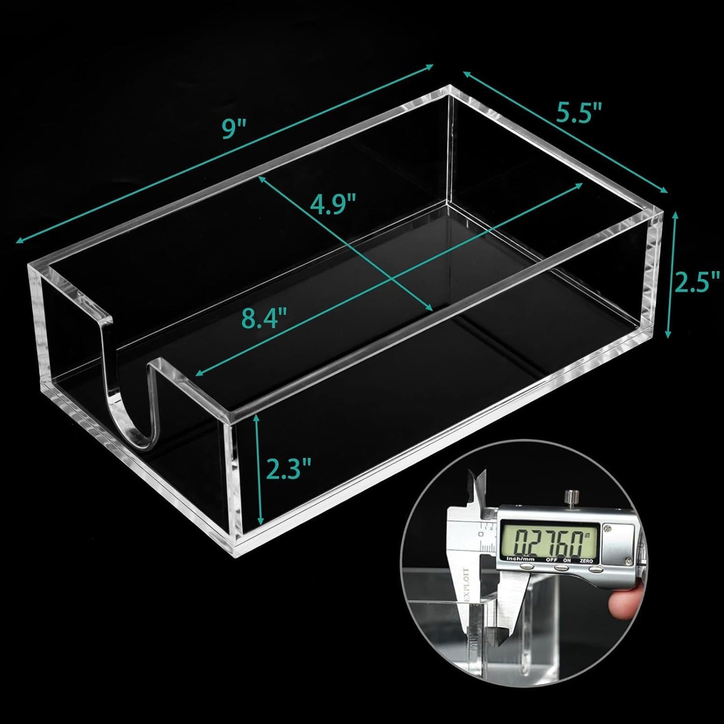 Rubtlamp 1Pcs Clear Napkin Holder Bathroom - 0.27Inch Thickness Bathroom Acrylic Guest Towel Holder - Acrylic Hand Towel Tray for Kitchen, Parties, Weddings, Party, Hotel (Clear, 9”X5.5”X2.5”)