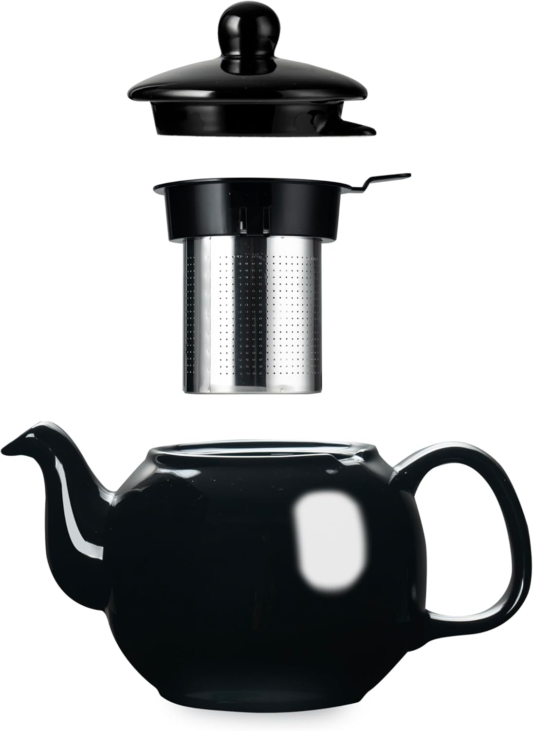 ETHNIQ Porcelain Tea Pot with Stainless Steel Tea Infuser - Black