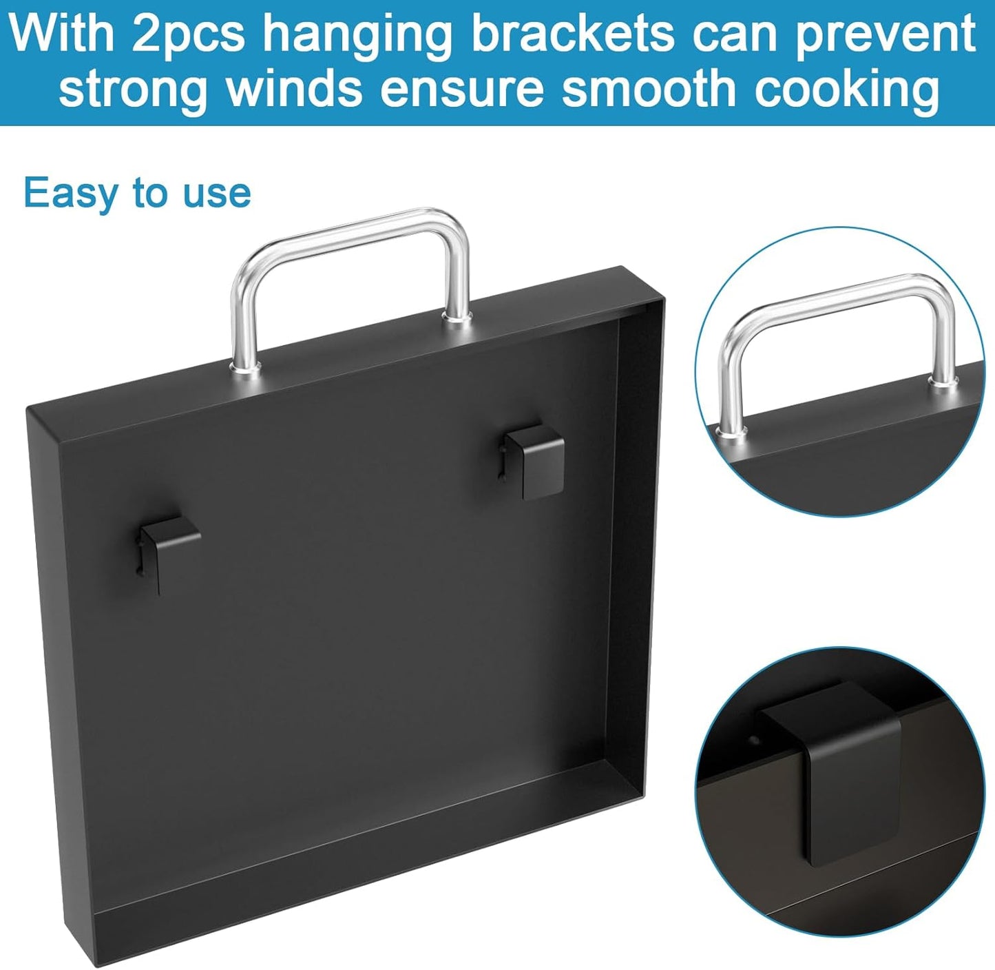 5010 Hard Cover Top Lid with Stainless Steel Handles and Wind Guard for Blackstone 17”Table Top Grill, Flat Top Griddle Accessories for Black Stone, Black