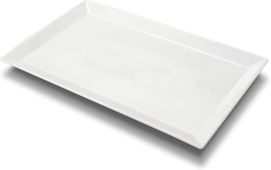 MIECOO Large Serving Platter, 18.5" x 11.5" White Serving Tray, Rectangular Porcelain Plate for Party, Wedding, Birthday, Entertaining, Food, Appetizer, Fruit, Sushi, Dessert