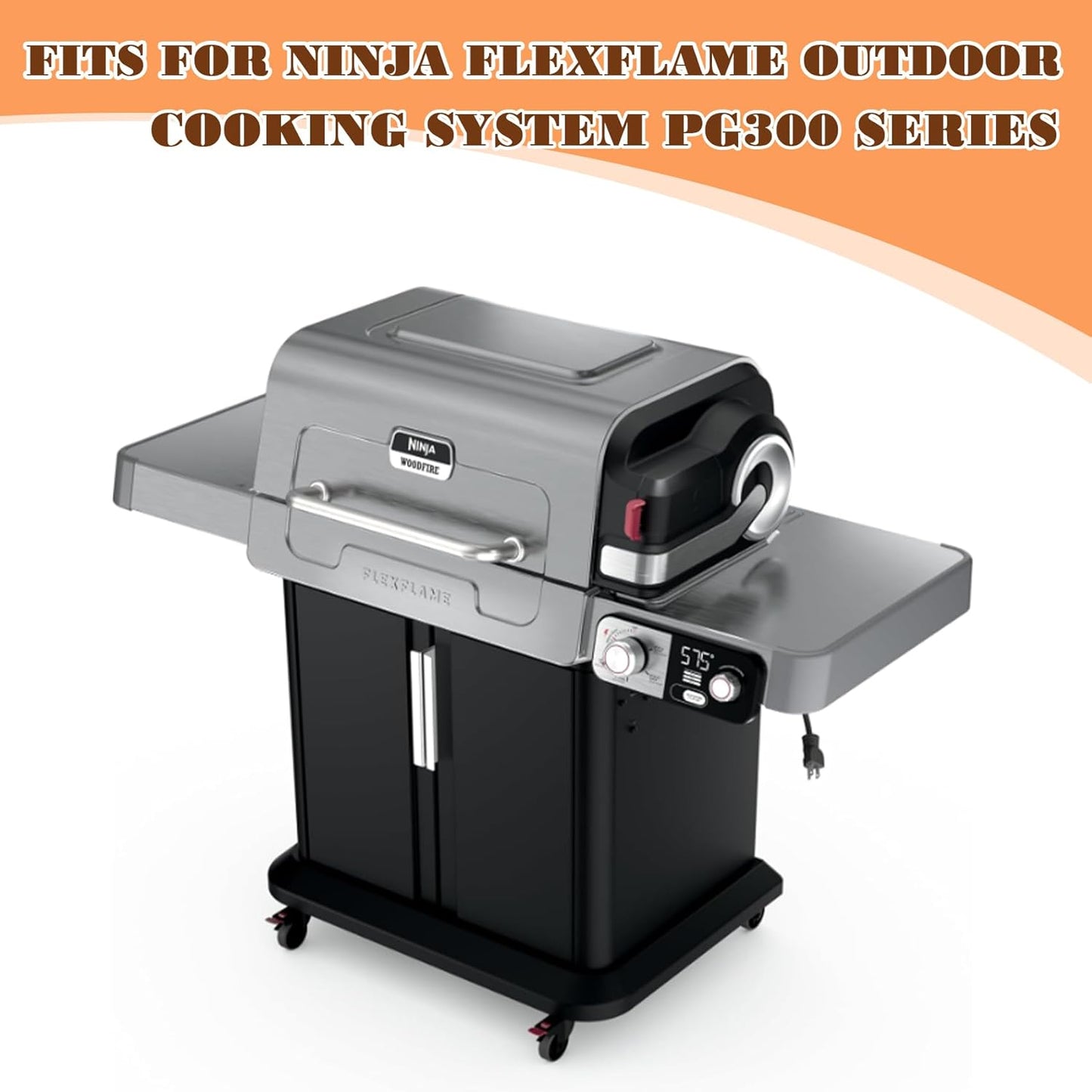 XSKHLFGRIDLE Half Griddle Replacement Parts for Ninja FlexFlame PG300 Series, Carbon Steel Griddle Insert with Grease Drain and handle for Ninja FlexFlame Grills Accessories, 17" L x 12.4" W