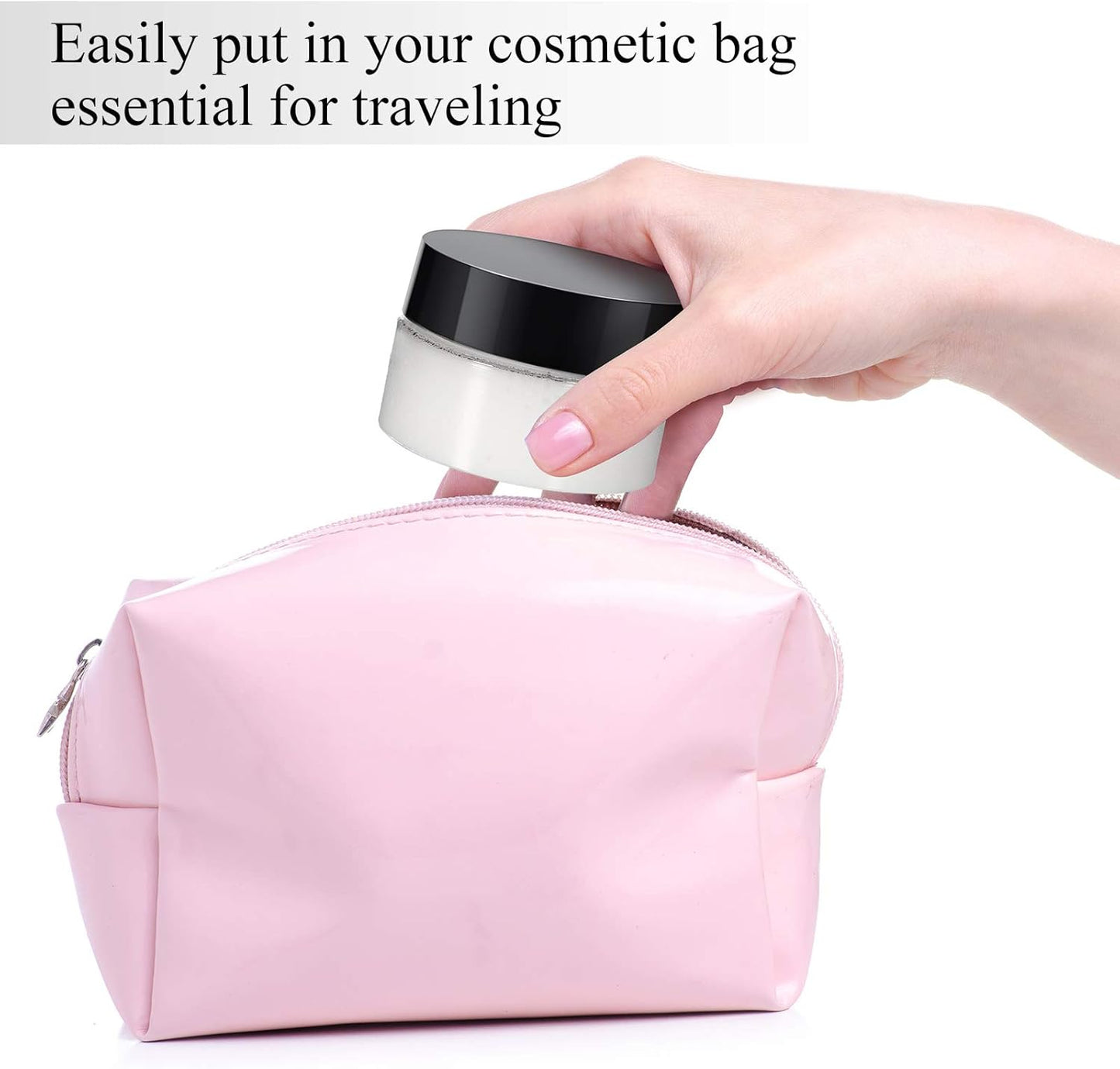 SATINIOR 6 Pack 1 oz Plastic Jars Containers with Lids Wide Mouth Refillable Leakproof Reusable Round Empty Jars for Travel Cosmetic Dry Food Spice Candy Cookie Home Kitchen Organizing (Black)