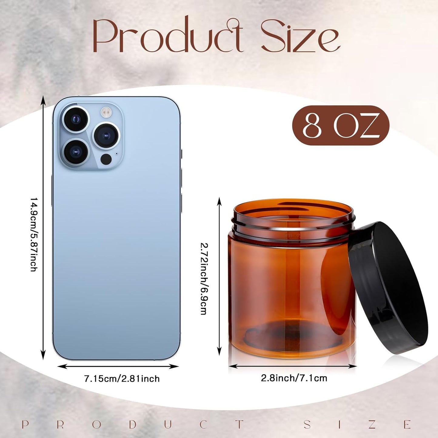 SATINIOR 6 Pack 8 oz Plastic Jars Containers with Lids Wide-mouth Refillable Leakproof Reusable Round Empty Jars for Travel Cosmetic Dry Food Spice Cookie Candy Home Kitchen Organizing(Amber)