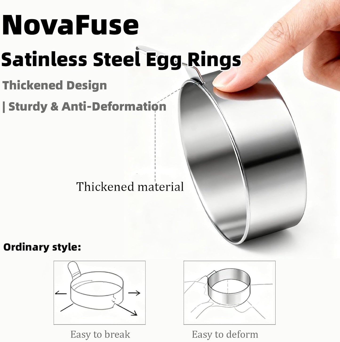 Set of 4 Fried Egg Moulds, Stainless Steel Egg Rings, Omelette Mould, Pancake Mould