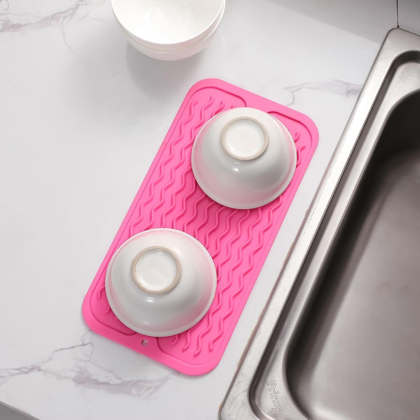 Silicone Dish Drying Mat for Multiple Usage,Easy clean,Eco-friendly,Heat-resistant Silicone Mat for Kitchen Counter or Sink,Refrigerator or Drawer Liner Rose S 12 inches x 6 inches