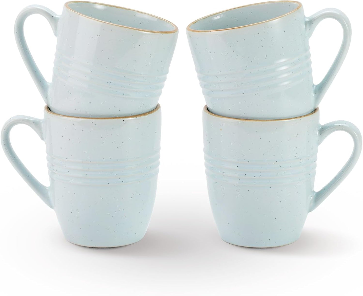 famiware Jupiter Coffee Mugs Set of 4, 14 OZ Coffee Mug, Microwave and Dishwasher Safe, Coffee Cups with Handle for Coffee, Tea, Cocoa, Milk, Light Blue