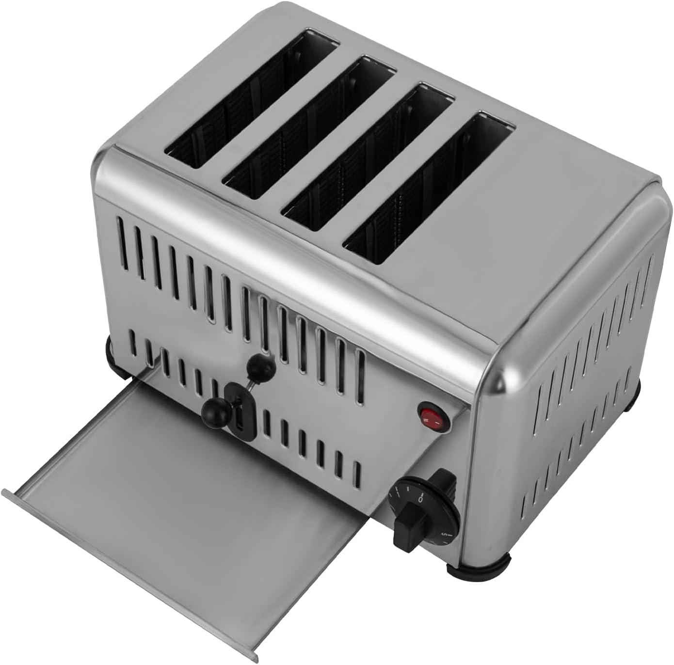 4 Slice Toaster with Wide Slots Commercial Toasters for Restaurant Pop-up Bread Baking Machine 1650W Stainless Steel Toaster Countertop for Toast, Sandwiches, Meatloaf