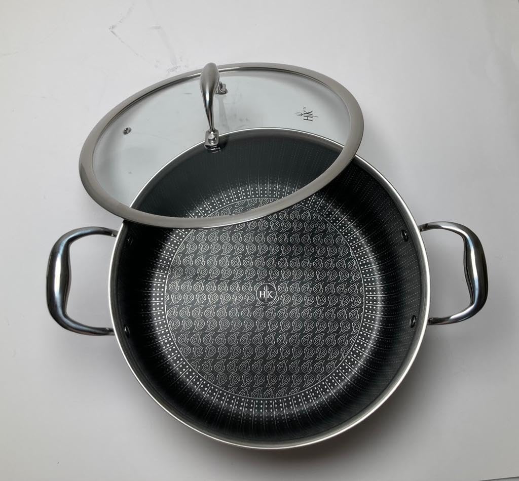 Hell's Kitchen Hybrid 7.5 Qt Pot and lid, Tri-Clad Stainless Steel and Nonstick Ceramic, PFAS Free, no PFOA, no PTFE, no Teflon, Non Toxic Cookware, Metal Utensil Safe, All Cooktops and Oven Safe