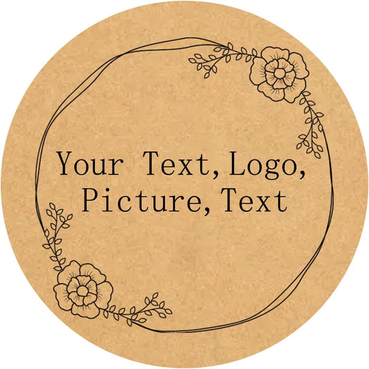 Custom Stickers Kraft Paper Labels Personalized Withe Text, Business Logo Customized Food Jars Labels Bakery Label Sticker Package Favor Canning Circle 100pcs (Style 13)