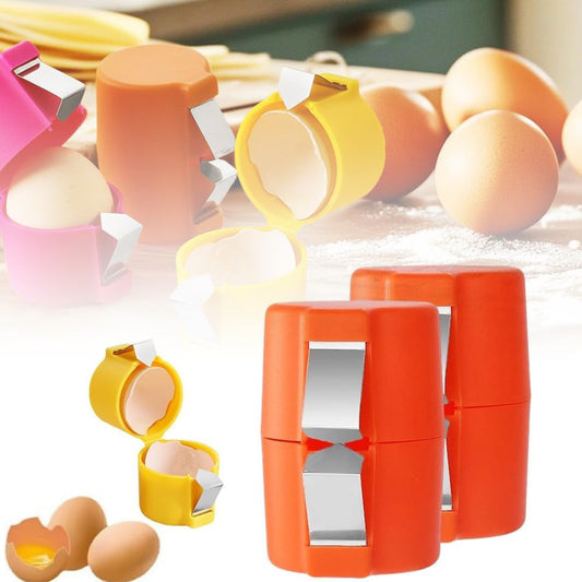 2 Pcs Egg Shell Opener Remover, Eggs Peeler Separator for Boiled and Raw Eggs, Stainless Steel Eggshell Cutter Kitchen Tools for Cooking and Breakfast Prep (Orange)