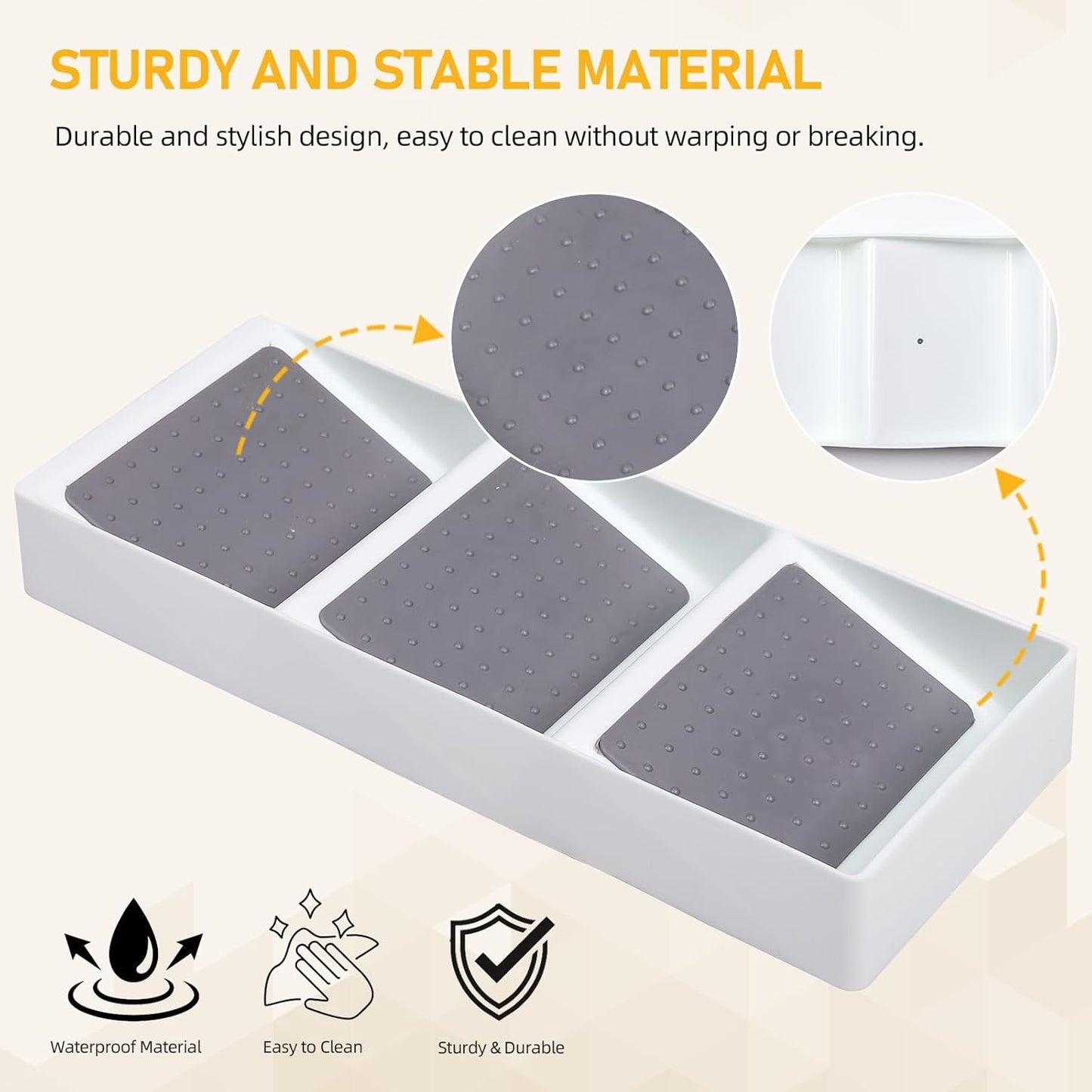 Spice Drawer Organizer, 3 Tier Non-Slip Silicone Seasoning Jars Drawer Insert, Spice Rack Organization for Drawer, Kitchen Spice Rack Tray for Cabinet Countertop Makeup Storage-1 Pack