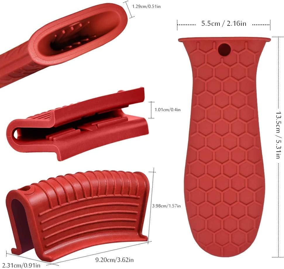 8 Pieces Silicone Hot Tool Holder Heat Resistant Potholder Cookware Handle Non Slip Rubber Pot Holders Handles Grip Covers for Cast Iron Skillet Silicone Cooking Kitchen Suits (Green)