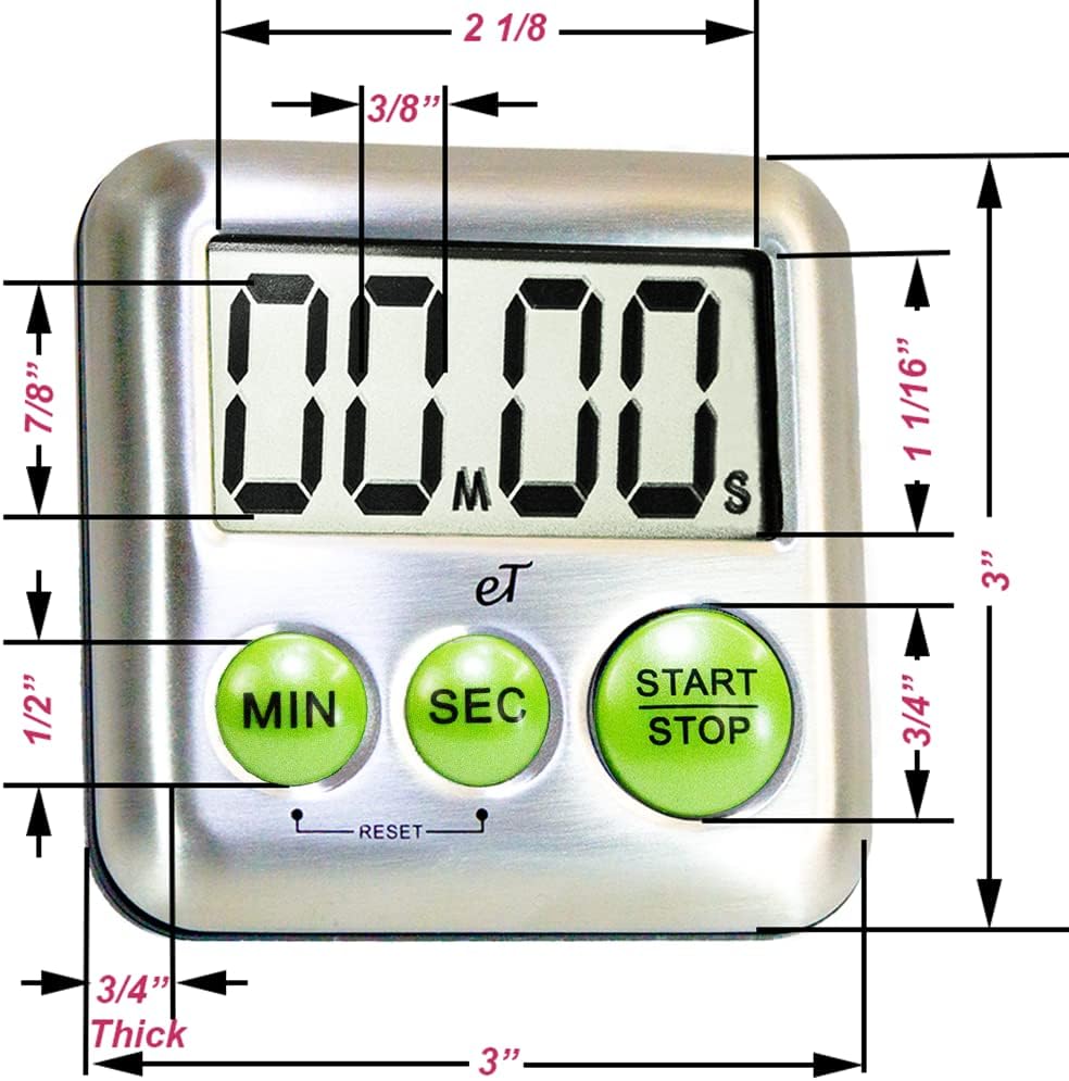 Elegant Digital Kitchen Timer Stainless Steel - Lime - Strong Magnetic Back - Kickstand - Loud Alarm - Large Display - Auto Memory - Auto Shut-Off (Lime)