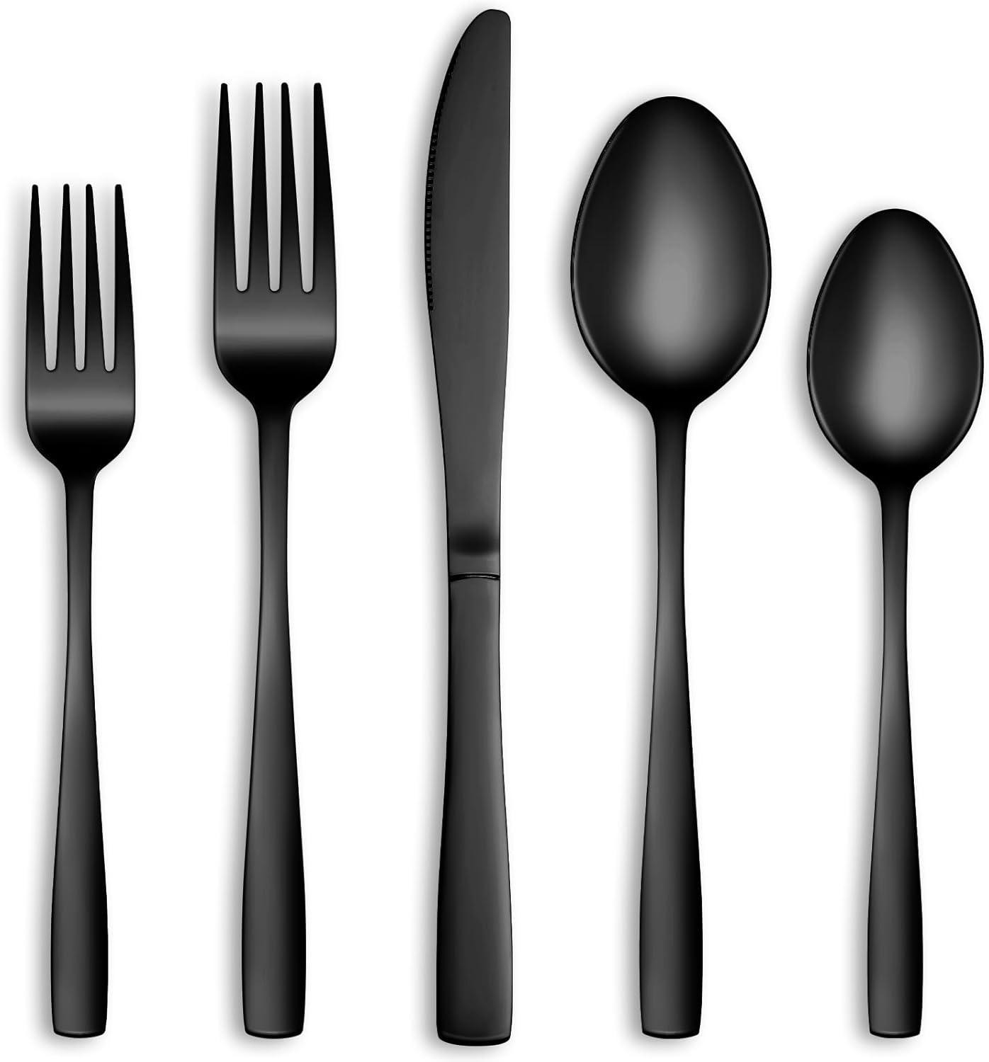 60 Pcs Black Silverware Set, Stainless Steel Flatware Set Service for 12, Mirror Polished Cutlery Utensil Set, Durable Home Kitchen Eating Tableware Set, Include Fork Knife Spoon Set, Dishwasher Safe