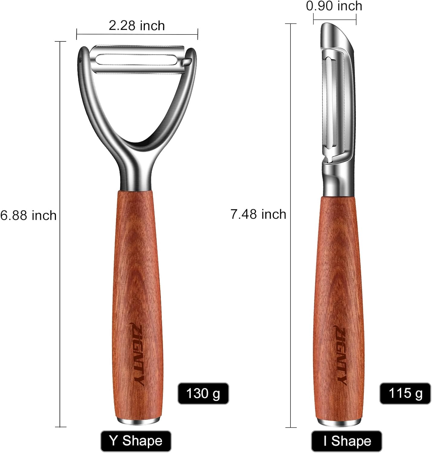 Premium Vegetable Peeler Stainless Steel，Ultra Sharp Potato Peelers for Kitchen, Swivel Blade Veggie Fruit Peeler, Carrot Cucumber Peeler with Ergonomic Wood Handle Y Peeler（5 Years Warranty）