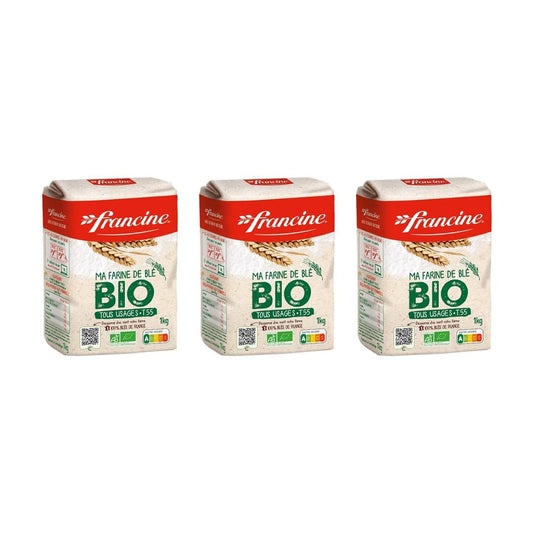 Francine Farne de Ble Bio - French T55 Organic All Purpose Flour (3 Pack, Total of 3kg)