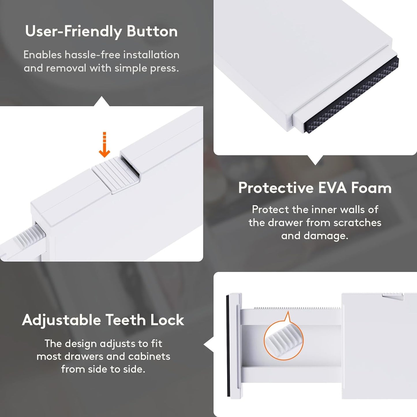 Lifewit 8 Pack Drawer Dividers Plastic 4" High, 13.5-22" Adjustable Drawer Organizers for Clothes, Expandable Dresser Separators in Bedroom/Bathroom/Kitchen/Fridge/Office Organization and Storage
