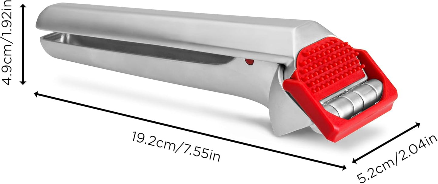 Dreamfarm Garject 2-In-1 Garlic Peeler, Garlic Press & Mincer with Garlic Peel Ejector, Chrome-Plated Zinc - Red
