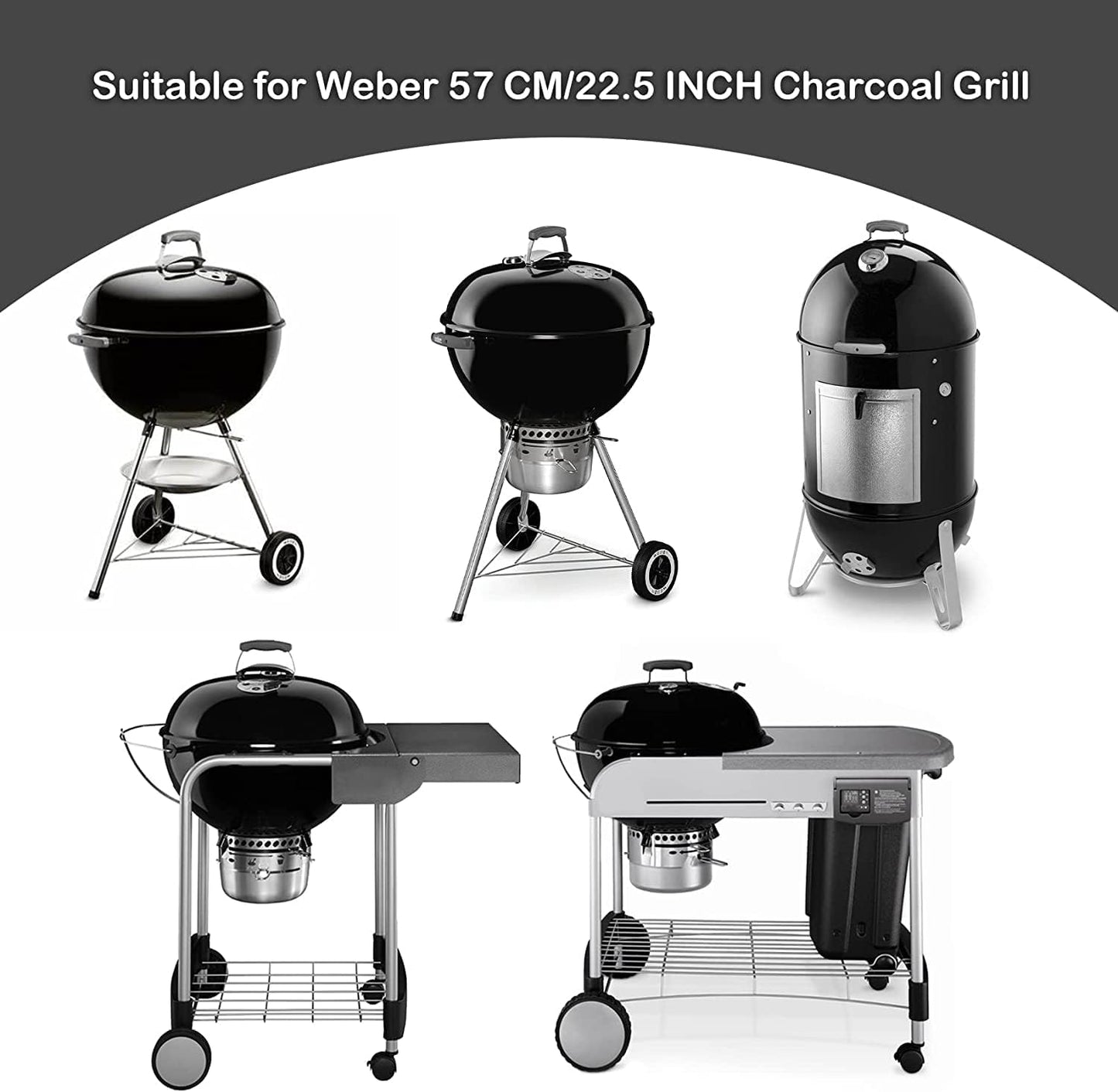 onlyfire BBQ Griddle and Grate Combo Kit for Weber 22 inch Kettle Charcoal Grills