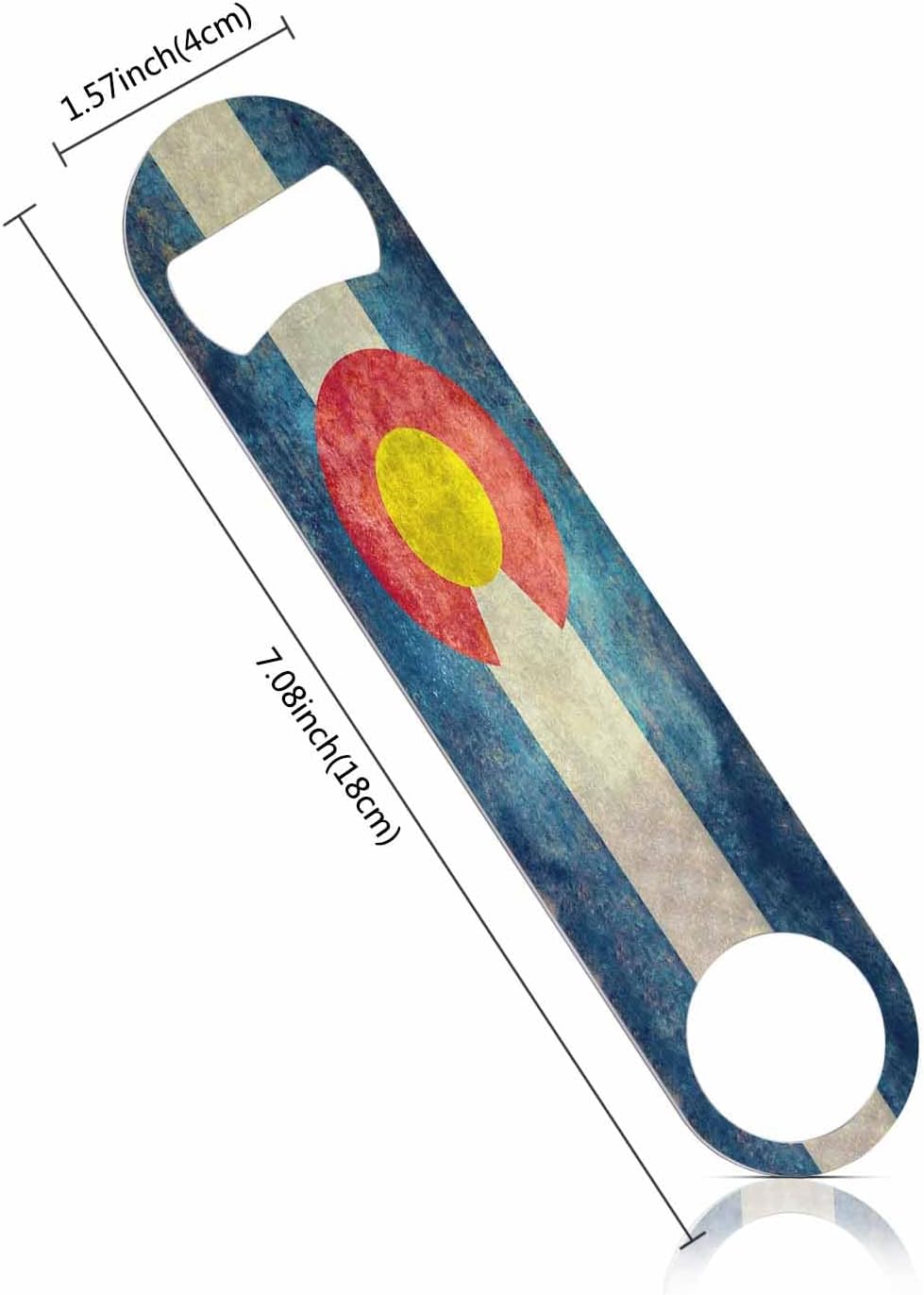Colorado Flag Stainless Steel Bottle Opener Vintage Colorado State Flag Blue White Stripe Red Yellow Flat Beer Bottle Opener Keychain for Home Kitchen Bar Restaurant Party Birthday Gift