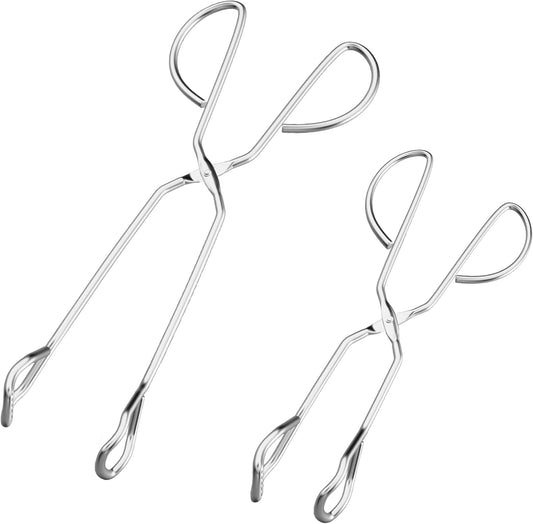 Stainless Steel Kitchen Scissor Tongs Set, 2-Piece (10/13 Inch) for Cooking, Grilling, Serving, and Barbecue