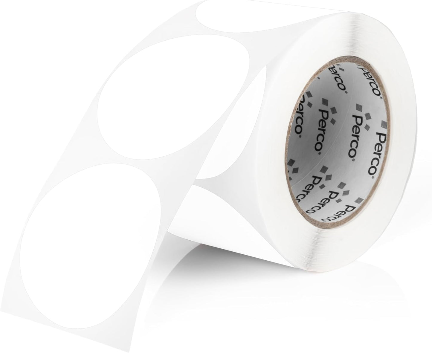 Perco White 3-Inch Round Circle Dot Sticker Labels with Easy Peel Perforation - 500 Labels per Roll - Strong Adhesion, Vibrant Colors for Organizing, Crafting & More - Made in USA