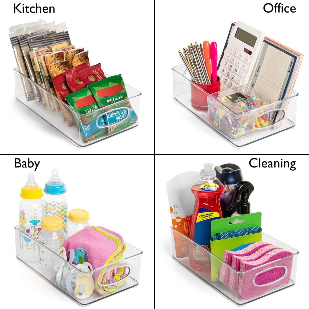 ClearSpace Plastic Pantry Organization and Storage Bins – Perfect for Kitchen/Fridge/ Refrigerator/Cabinet Organizers - 6 Pack