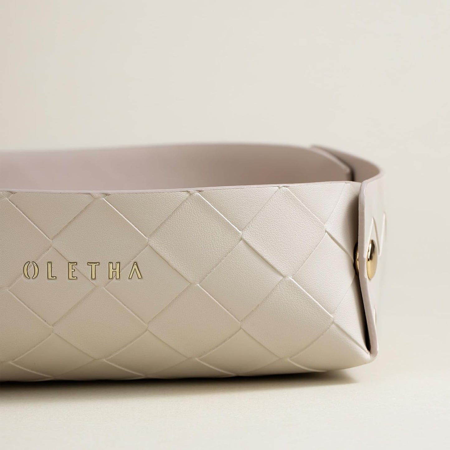 OLETHA Napkin Holder for Luncheon Napkins - Aesthetic Desk Decor for Kitchen & Dining Table - Woven Textured, Beige