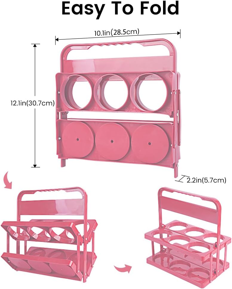 Reusable Drink Carrier with Handle for Doordash, Grubhub, Portable Cup/Coffee Holder Accessories for Delivery, Foldable Drinks Caddy with Tray, Car Durable Plastic Festive Bottle, Vacation Container