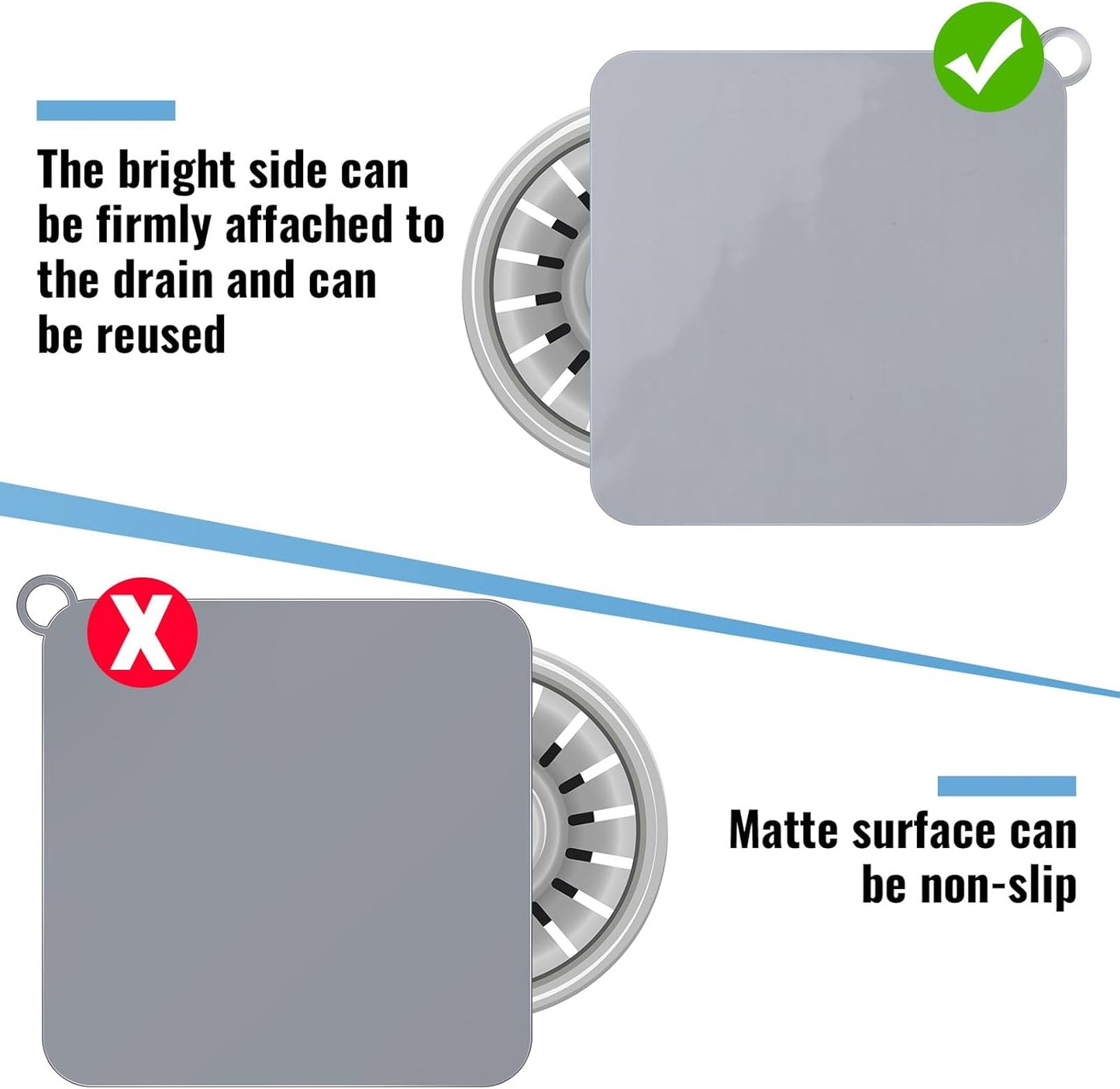 Yinkin 6 Pcs Drain Covers to Keep Bugs Out Silicone Shower Floor Tub Stoppers Bathtub Drain Stoppers Sewer Anti-Odor Mats Deodorizing Plugs for Bathroom(7.87 x 7.87 Inch,Square,Grey and White)