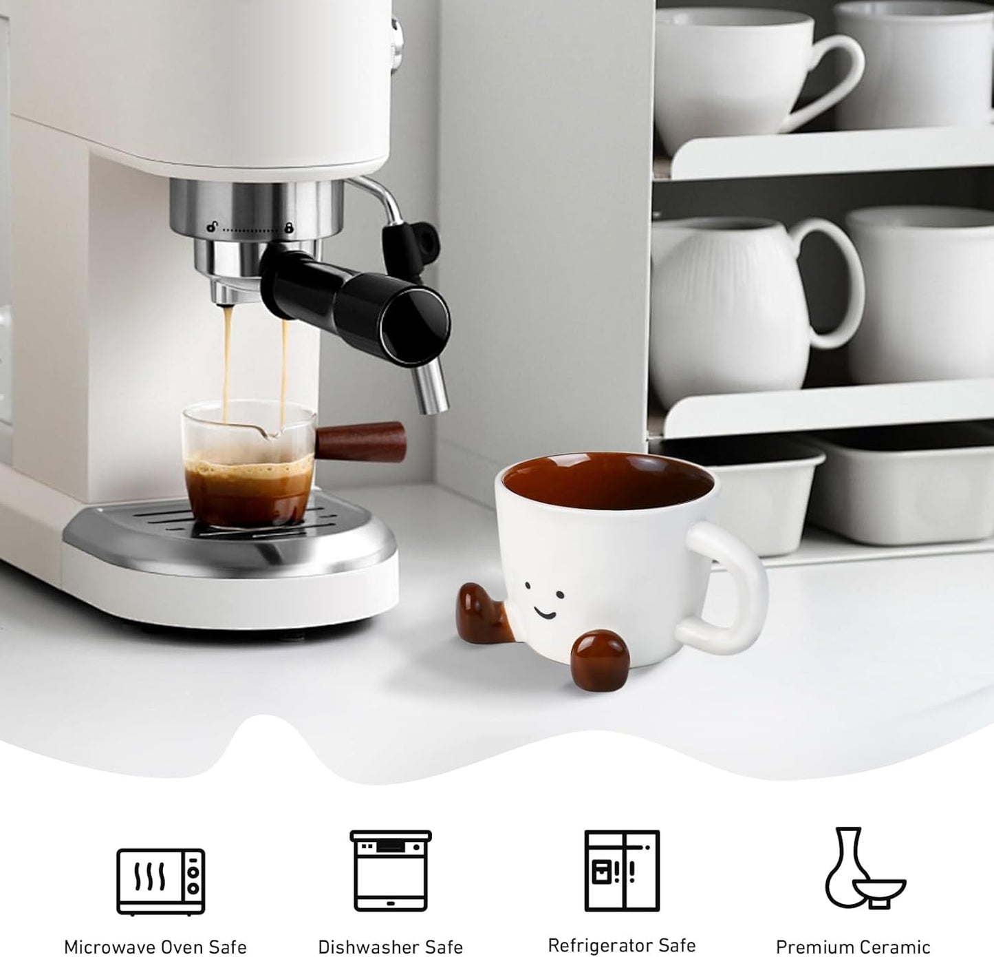 Cute Coffee Mug for Women, Ceramic Funny Coffee Cup - 12 oz Novelty Unique Teacup with Handle - Artistic Coffee Mug for Family, Friends, Coworkers