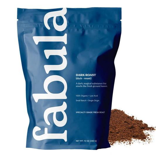 Fabula Coffee Dark Roast Freshly Ground - Organic - Low Acid - Single Origin - Non-GMO - Mold Free - 12 Ounces