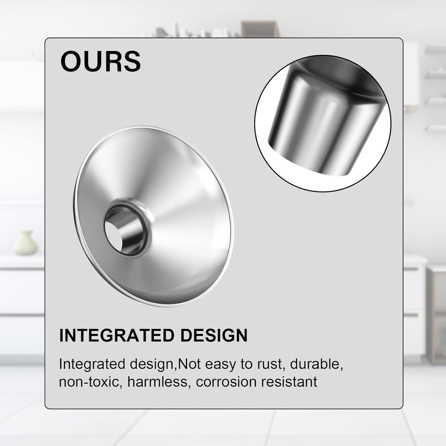 Stainless Steel Funnel, 2 Large and Small Mouth Filling Kitchen funnels, Liquids, fluids, Spices and Powders, Durable and Washable.