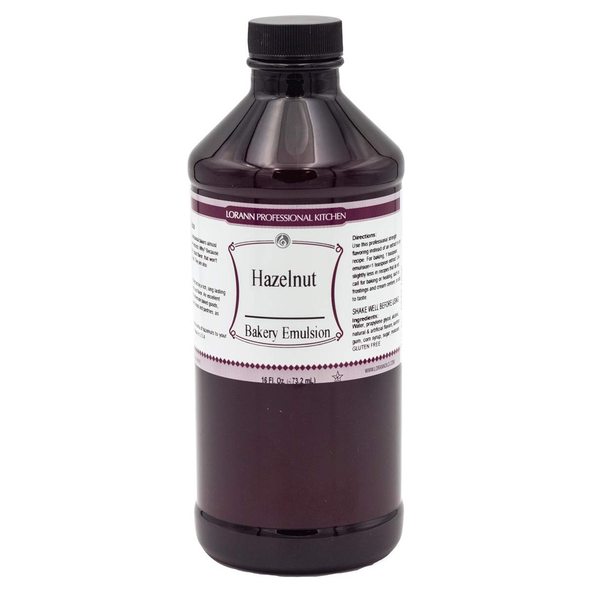 LorAnn Oils Hazelnut Bakery Emulsion: True Essence, Ideal for Boosting Fruit Tones in Cakes, Cookies & Desserts, Gluten-Free, Keto-Friendly, Extract Substitute Essential for Your Kitchen, 16 Oz