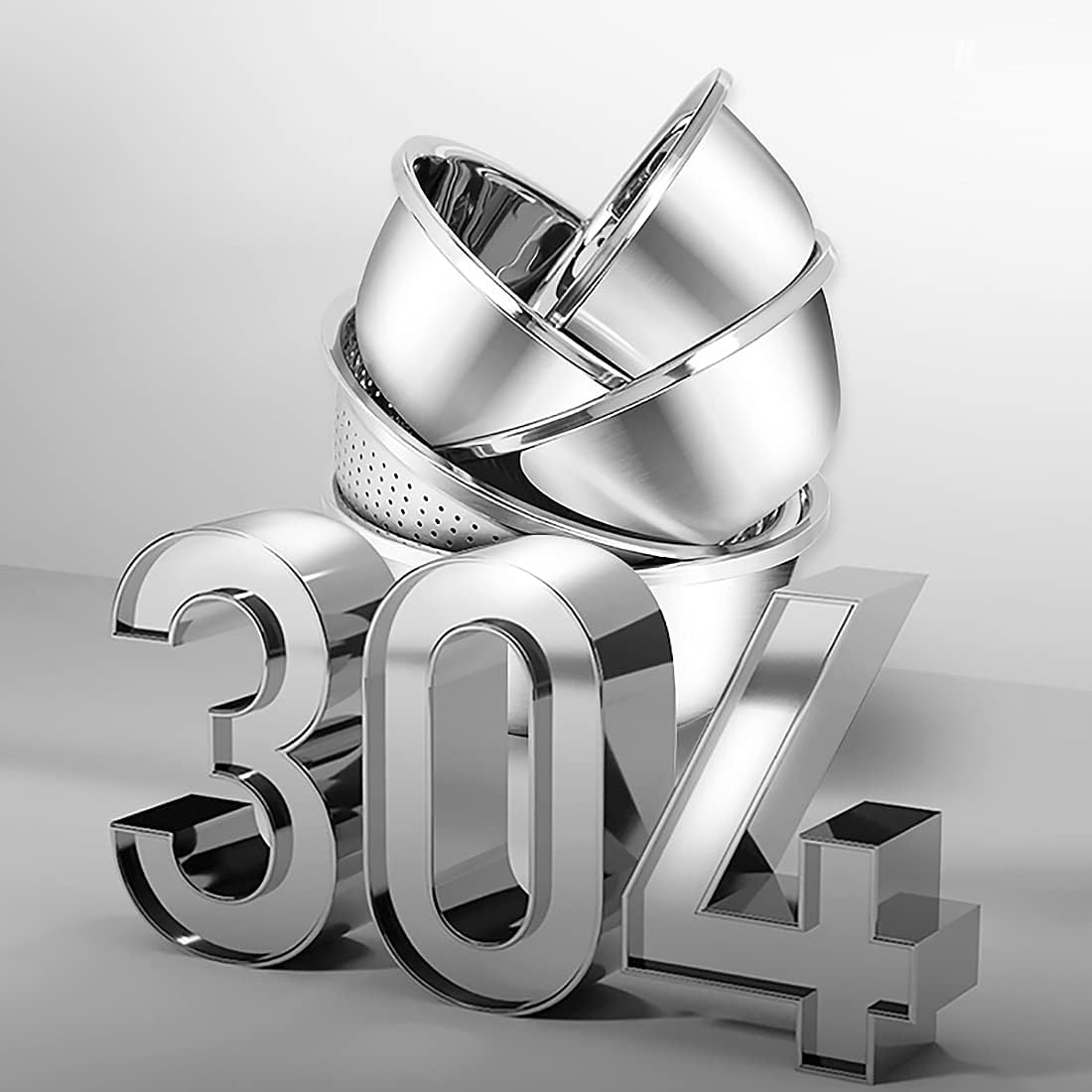 meleg otthon Stainless Steel Mixing Bowl, 5.8QT Salad Bowl, Metal Bowls, Stainless Steel Basin, Heavy Duty Deeper Edge Mirror Finish Dishwasher Safe Bowl (L)…