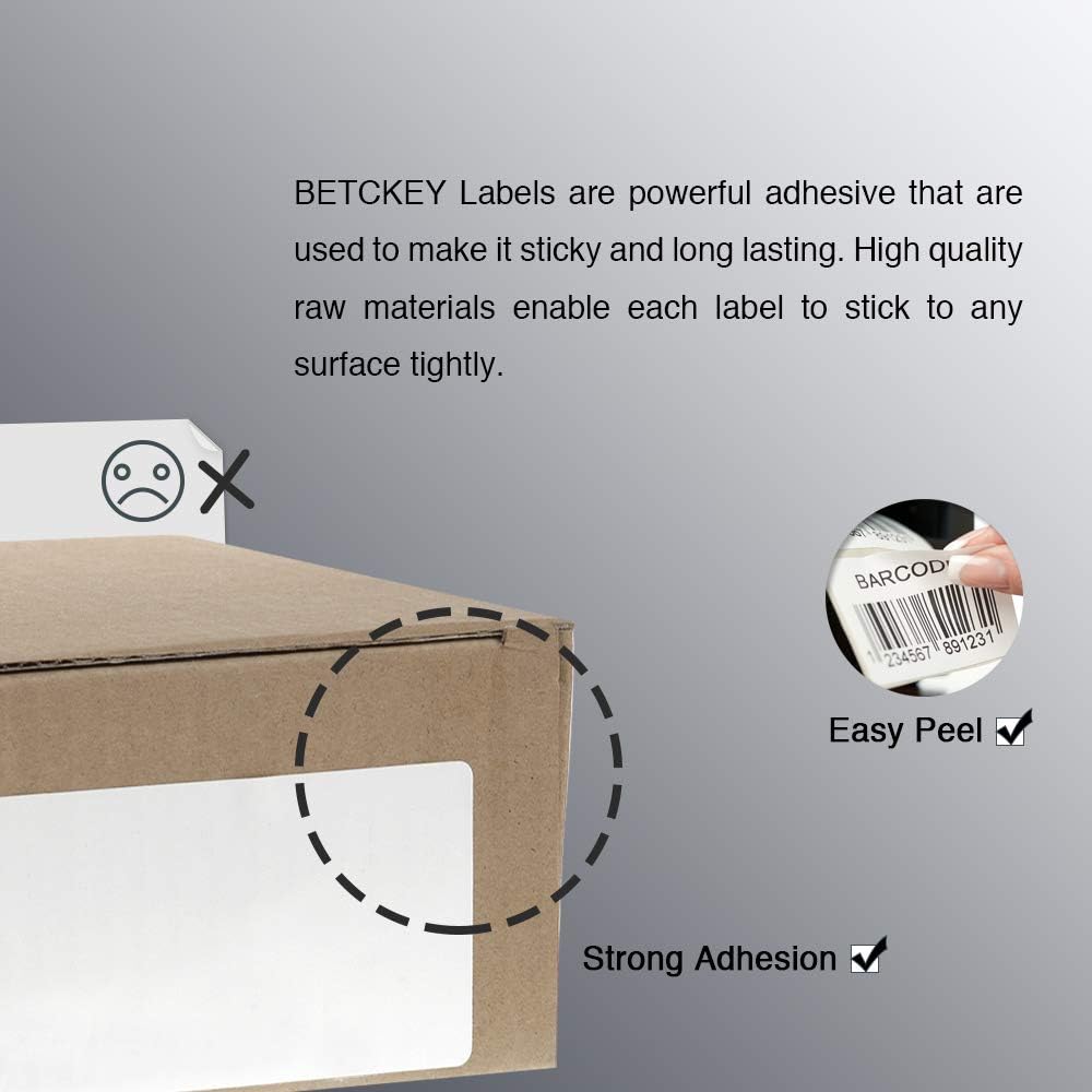 BETCKEY - 2.25" x 2" (57 mm x 51 mm) UPC Barcode & Address Labels Compatible with Zebra & Rollo Label Printer,Premium Adhesive & Perforated [10 Rolls, 7000 Labels]