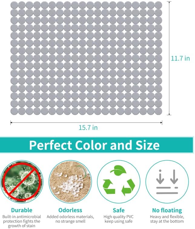 Bligli 2-Pack Kitchen Sink Mat: PVC Eco-Friendly Adjustable Sink Protector | Sink liner Pad | Dish Drying Mats, Easy to Clean & DIY Cut | 15.7 x 11.8 inch (Solid Grey)