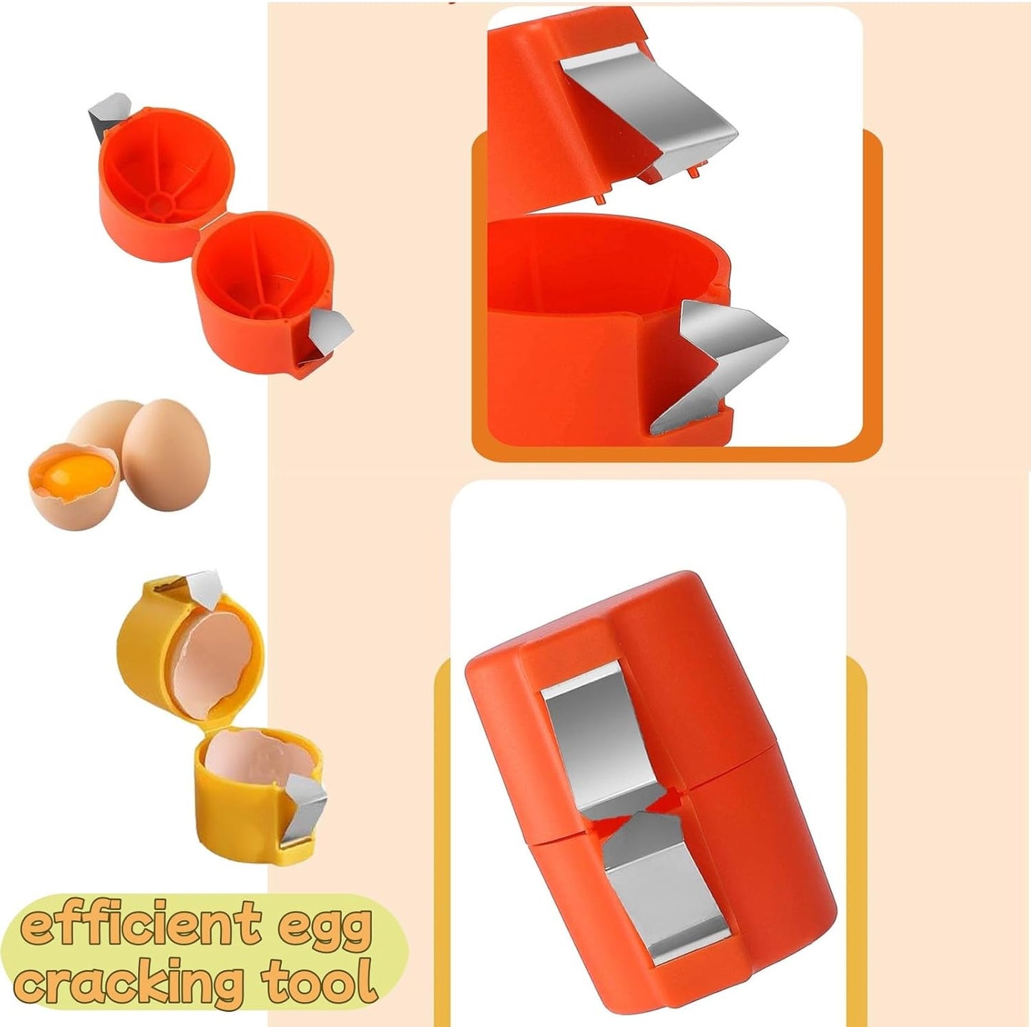 Stainless Steel Egg Opener,Egg Opener For Hard Boiled Eggs,Efficient Egg Cracking Tool，Perfect For Baking, No Shells，No Mess – Perfect Omelets, Scrambled Eggs & Baking. (orange color)