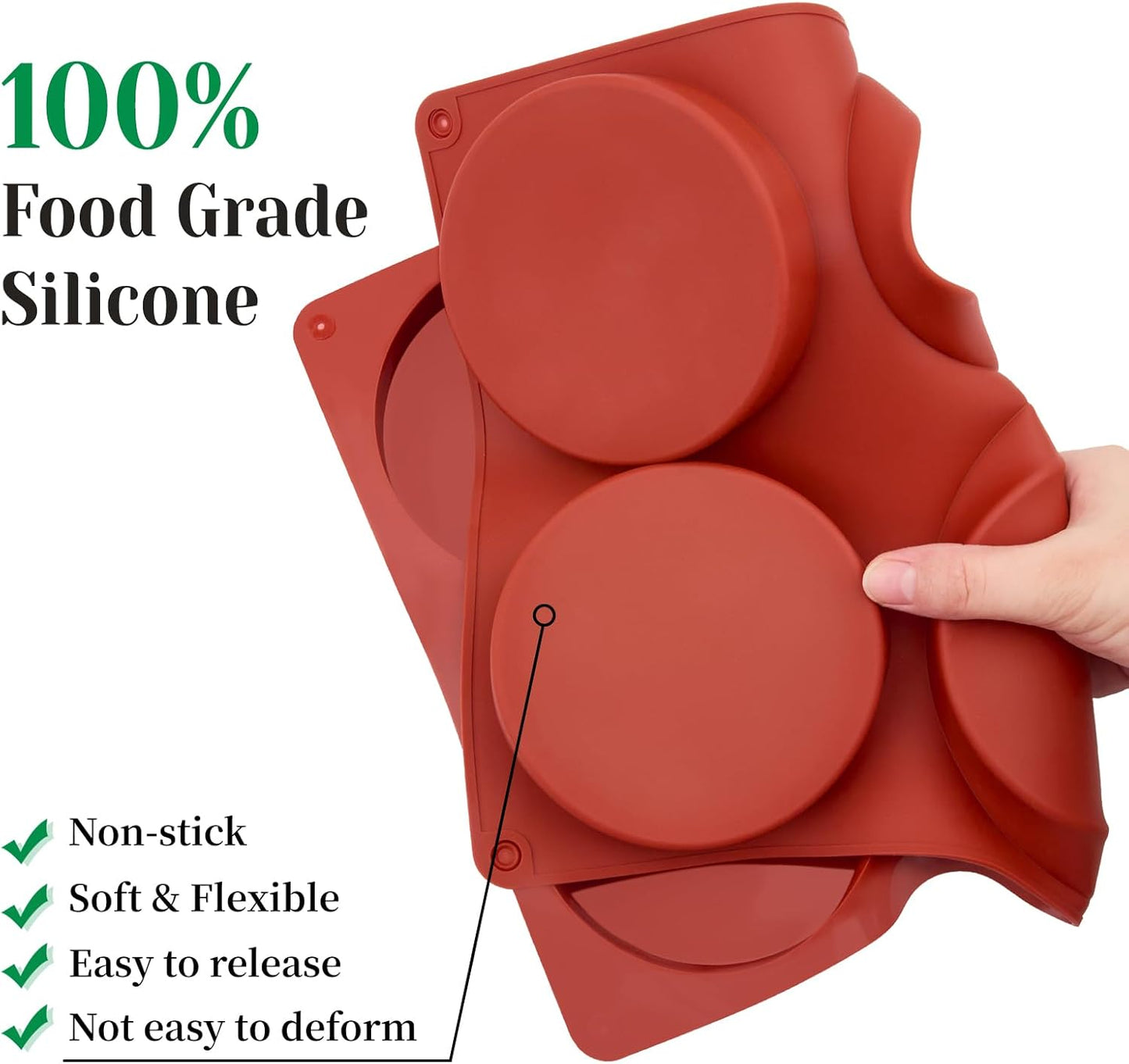 2 Pack Silicone Egg Mold for Breakfast Sandwiches, 4 Inch Non-Stick Jumbo Muffin Top Pan Round Baking Mold for English Egg Muffin, Hamburger Bun, Whoopie Pie