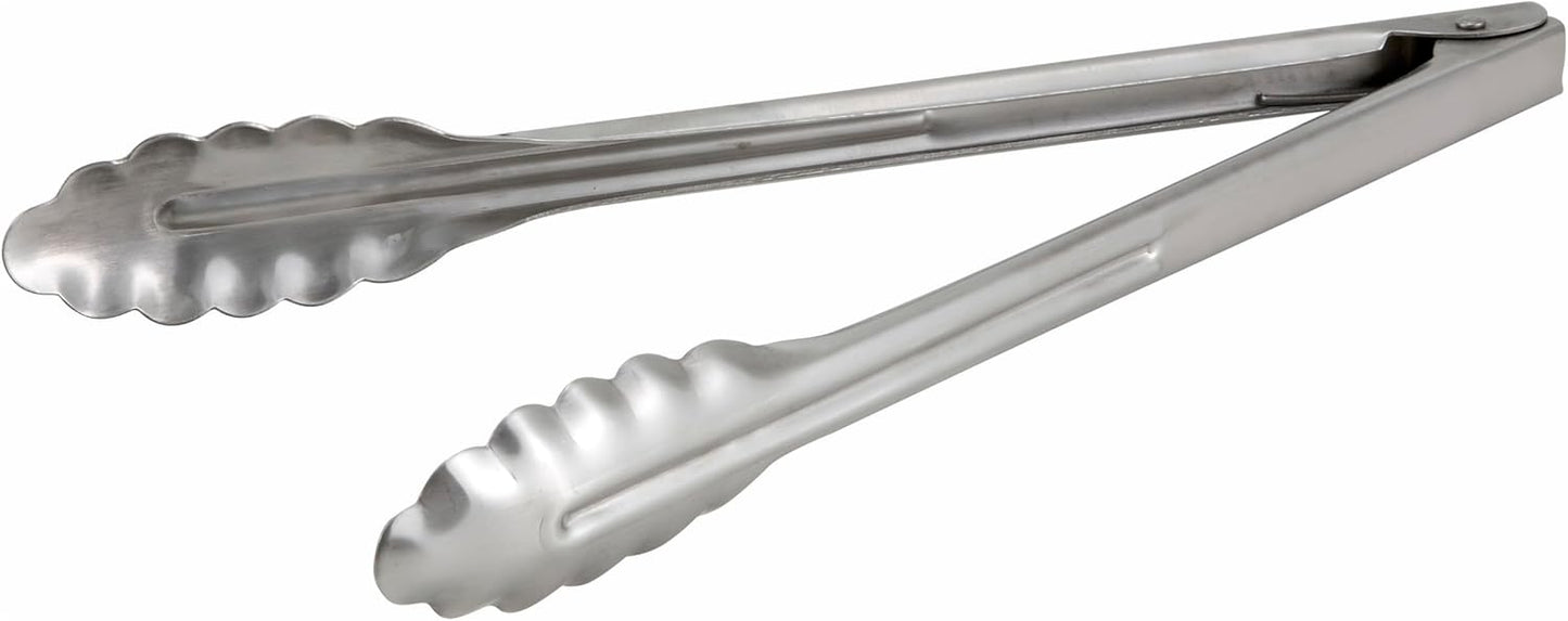 Winco Coiled Spring Extra Heavyweight Stainless Steel Utility Tong, 12-Inch