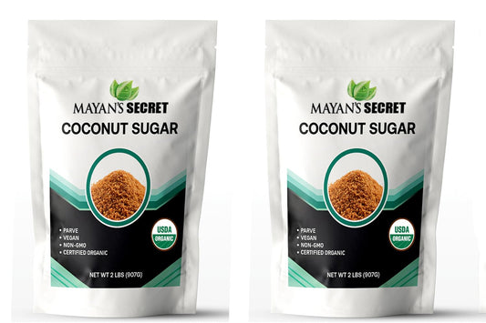 Mayan's Secret 2 lbs USDA Certified Brown Coconut Sugar Organic for Baking - Low Glycemic | Unrefined | Trace Minerals (1 Pound (Pack of 2))