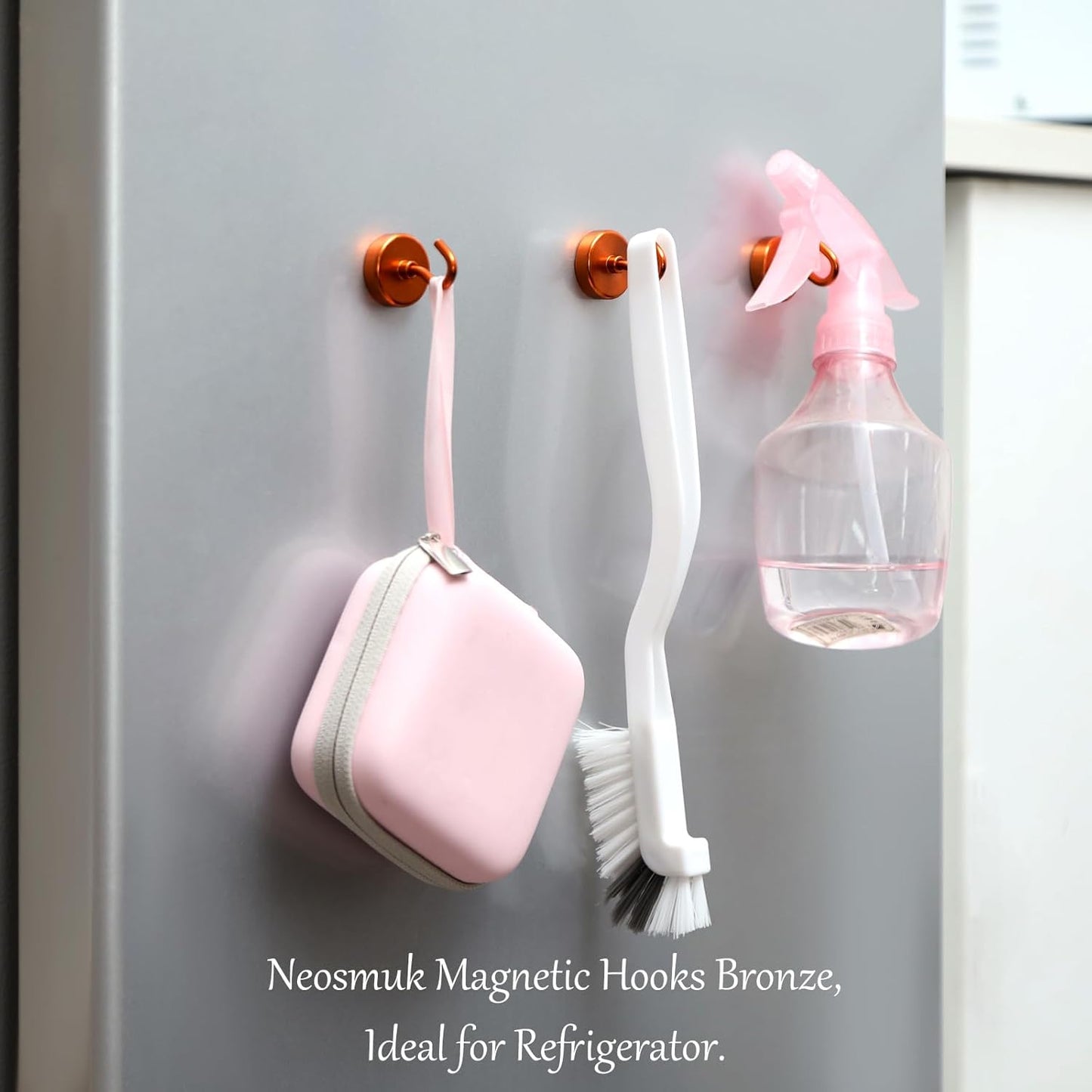 Neosmuk Magnetic Hooks Heavy Duty,Strong Magnet with Hook for Fridge, Super Neodymium Extra Strength Industrial Hooks for Hanging, Magnetic Hanger for Toolbox, Cruise, Grill(Bronze,10 Pack)