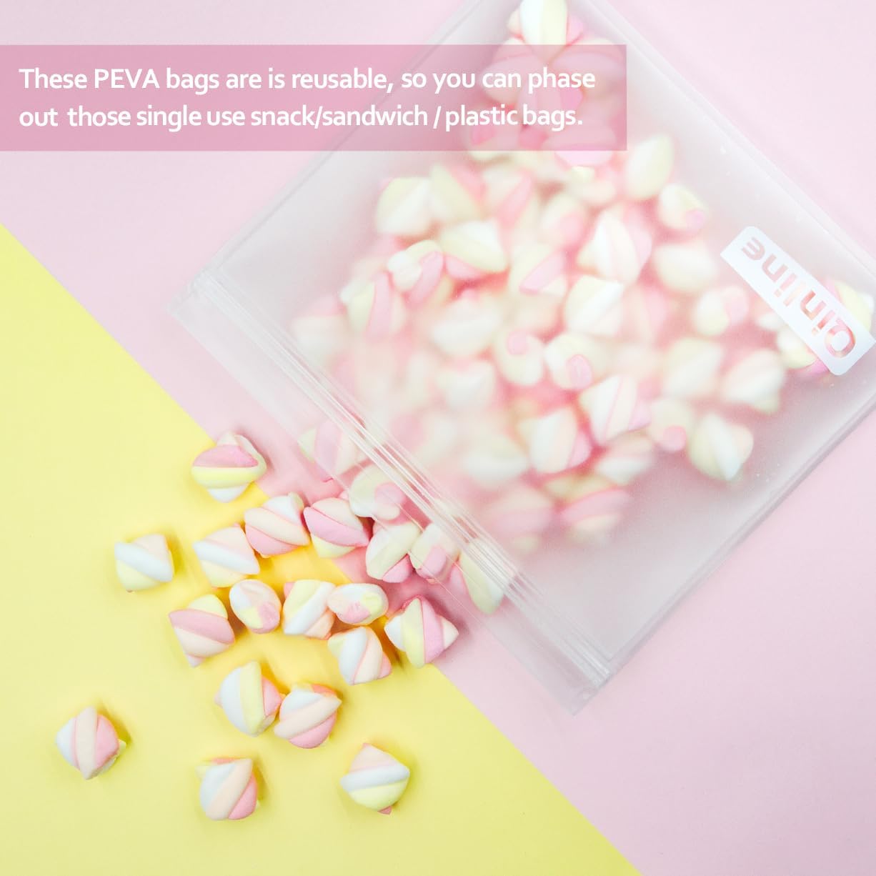 Reusable Food Storage Bags - 24 Pack Dishwasher Safe Freezer Bags, BPA Free Reusable Bags PEVA material, Leakproof Reusable Lunch Bag for Salad Fruit Travel - 8 Gallon 8 Sandwich 8 Snack Bags