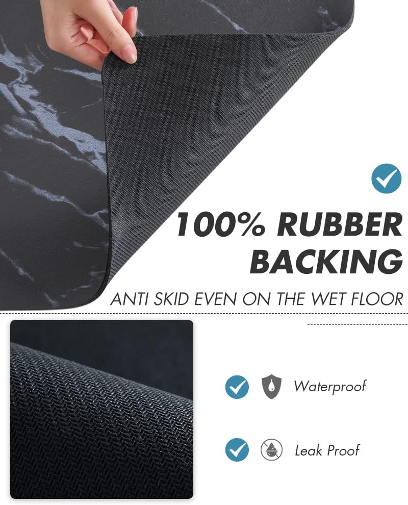 AMOAMI-Coffee Mat Hide Stain Rubber Backed Absorbent Dish Drying Mat for Kitchen Counter-Coffee Bar Accessories Fit Under Maker Machine Pot Espresso Machine Dish Rack 16"x24"