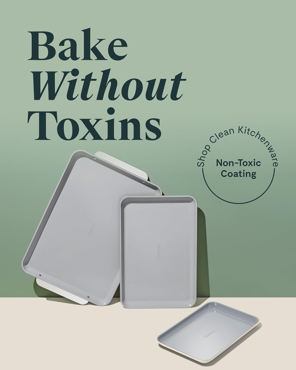 Caraway Non-Stick Ceramic Baking Sheet Trio - Naturally Slick Ceramic Coating - Non-Toxic, PTFE & PFOA Free - 18 x 13" Large, 15 x 10" Medium, & 9" x 13" Small - Perracotta