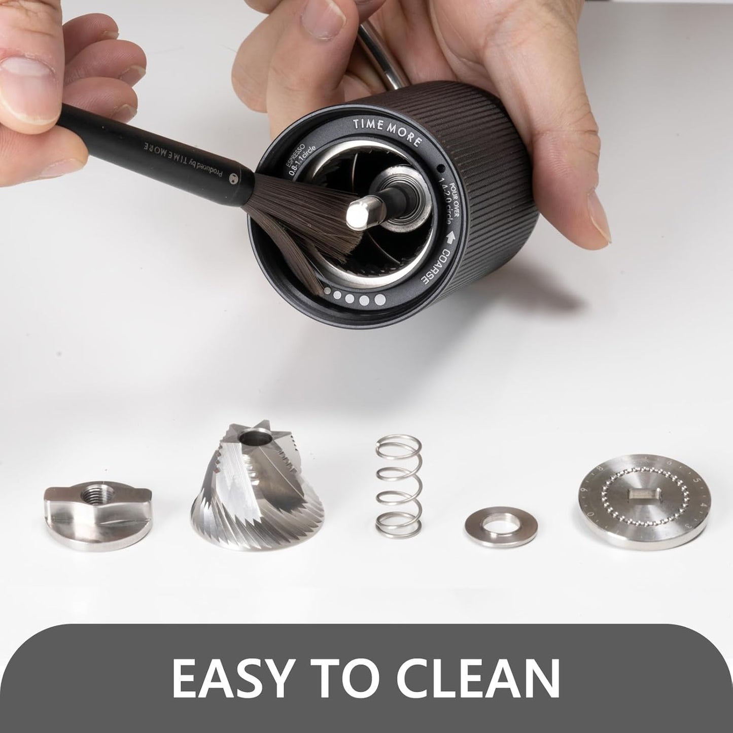 TIMEMORE Manual Coffee Grinder with Stainless Steel Espresso Coffee Bean Grinder Chestnut C3 ESP Internal Adjustable Setting, Double Bearing Positioning Black