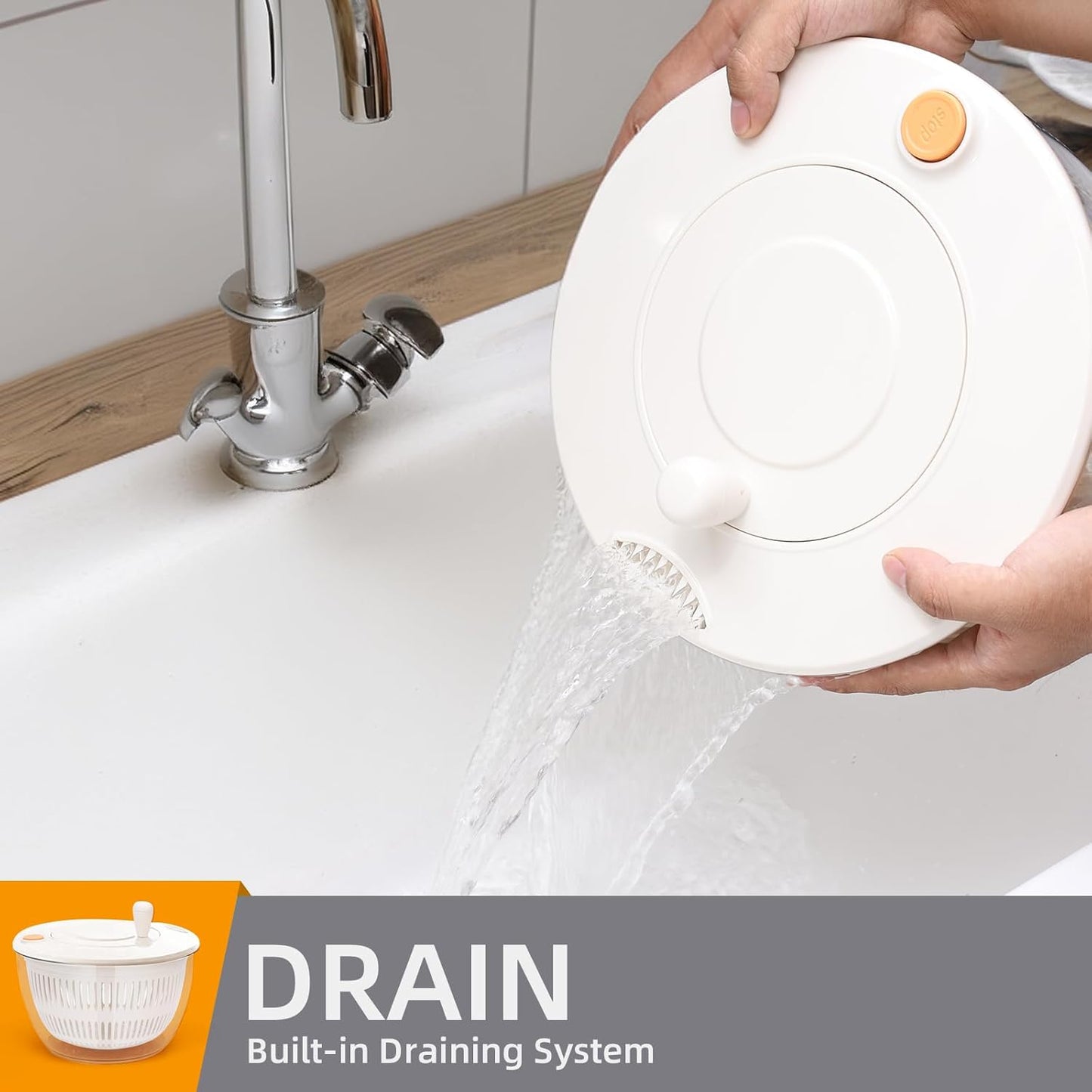 5.3QT Large Lettuce & Fruit Spinner Washing Bowl - Spin Dry Greens, Vegetables & Salad | Multitasking Kitchen Tool with Slicer, Grater & Lemon Juicer