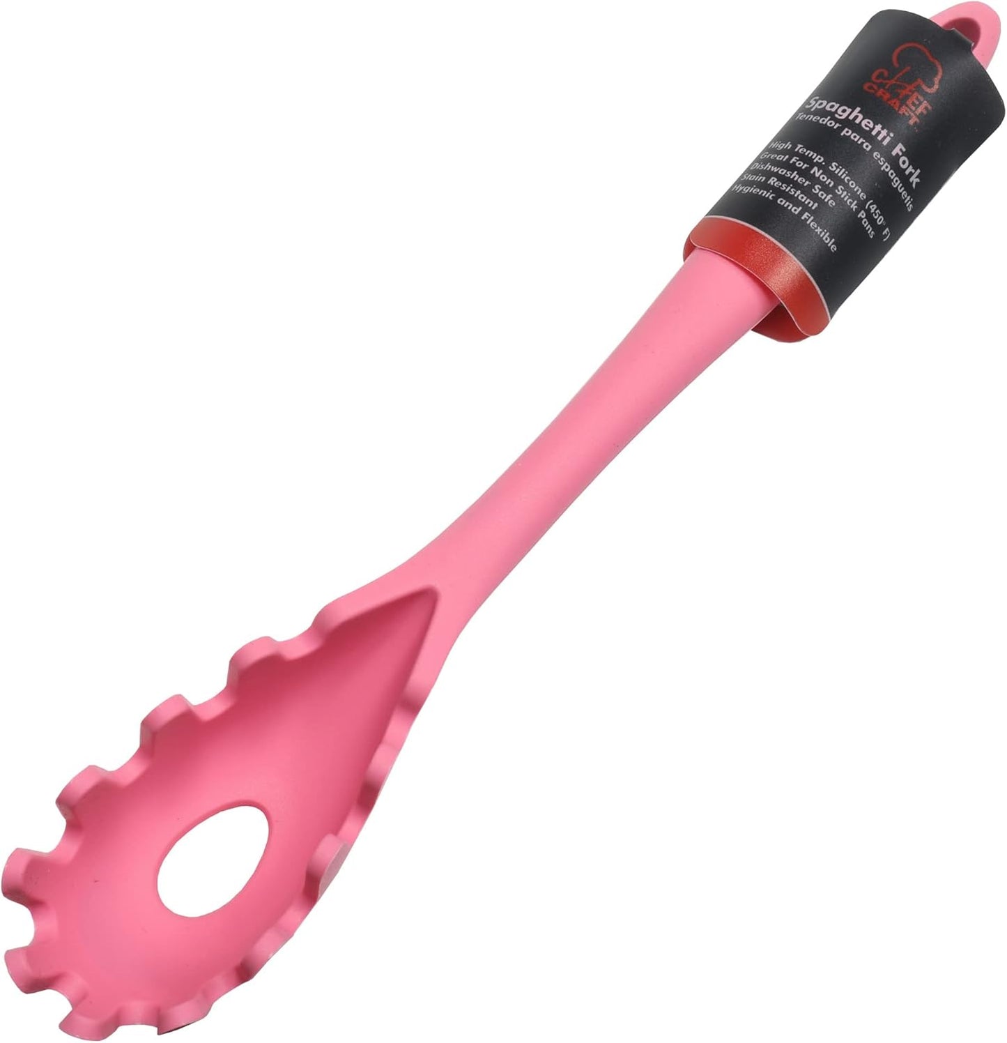 Chef Craft Premium Silicone Spaghetti/Pasta Fork, 11.5 inch, Pink